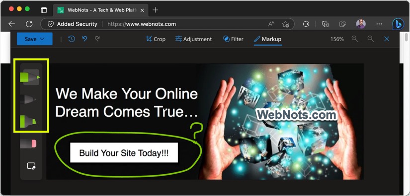 在边缘图像编辑器中添加标记