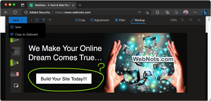 保存图像或复制到剪贴板