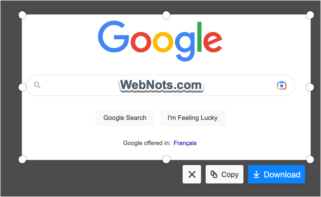 在 Firefox 中选择要捕获的区域