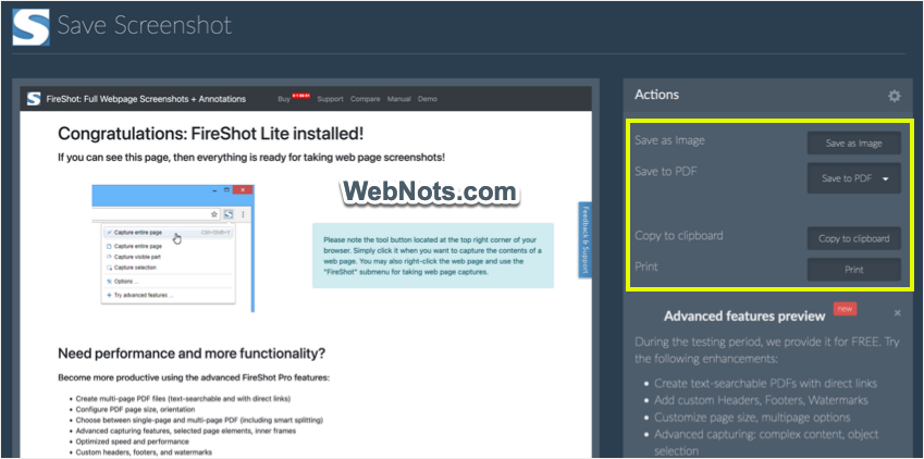 在 Firefox 中预览和保存整页截图