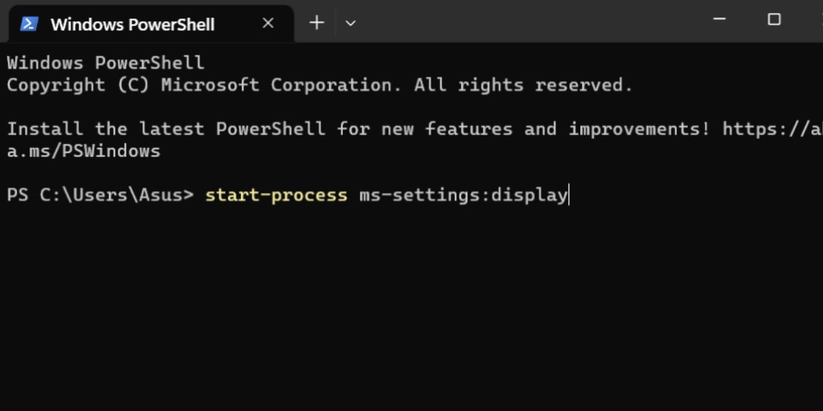 使用 Powershell 打开显示设置