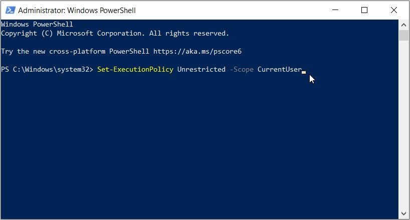 在 PowerShell 上设置执行策略