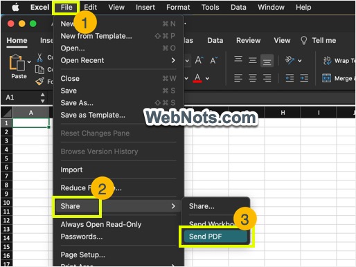 Mac Excel 版本中的发送 PDF 选项