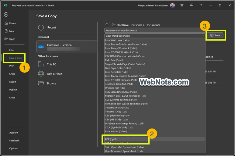 将 Excel 副本另存为 PDF