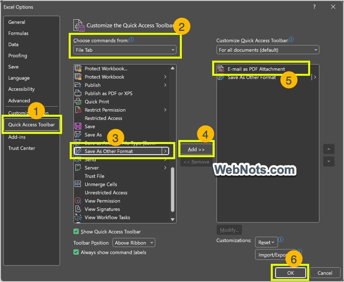 Excel快速访问工具栏添加另存为其他格式