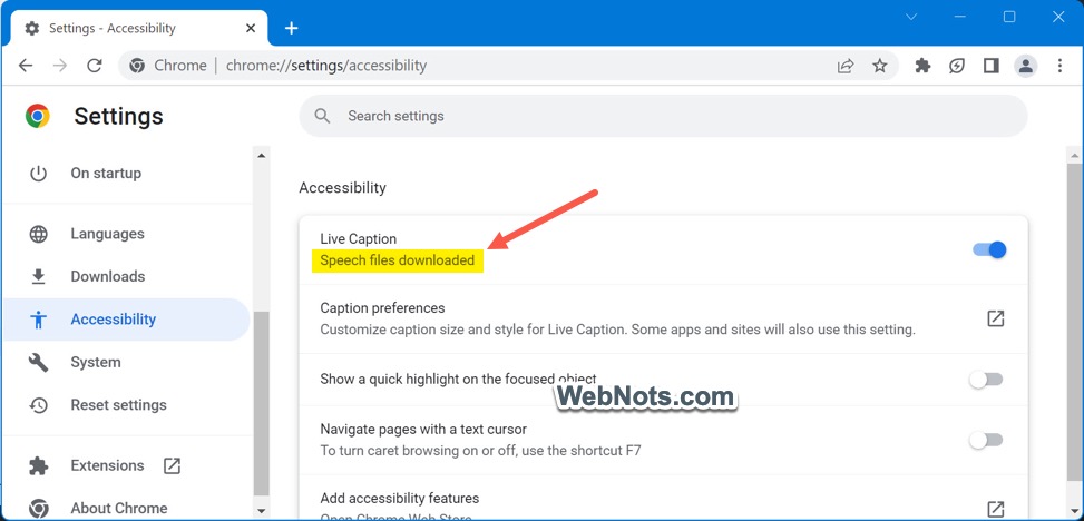 在 Chrome 中下载用于实时字幕的语音文件
