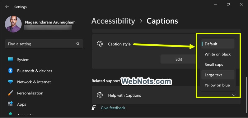 在 Windows 11 中更改实时字幕样式