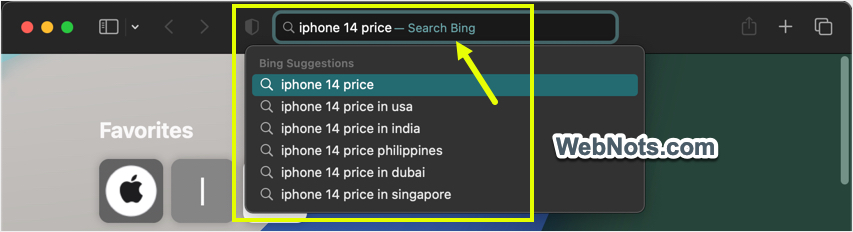 带推荐的 Safari 搜索