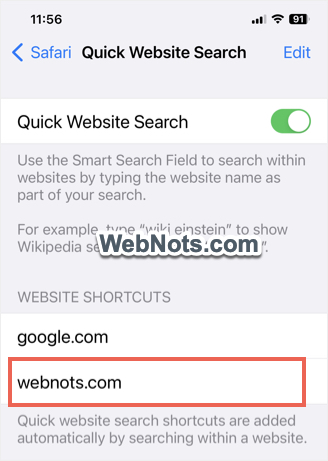 Safari iPhone 中添加的自定义搜索引擎