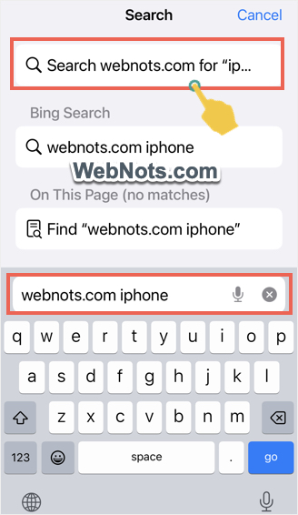 在 Safari iPhone 的特定网站上搜索