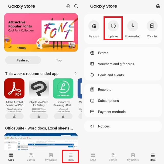 更新 Samsung 特定应用程序以修复 Quick Share 不起作用