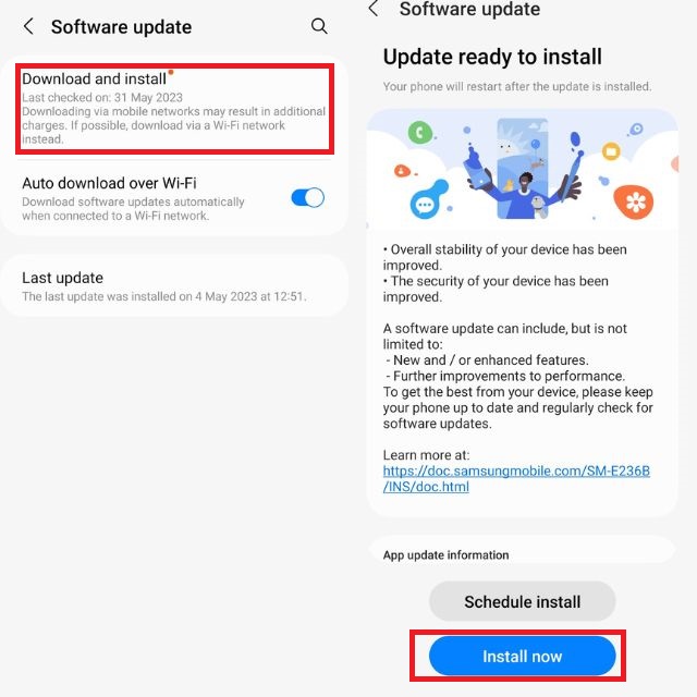 检查并下载更新以修复 Quick Share 不起作用