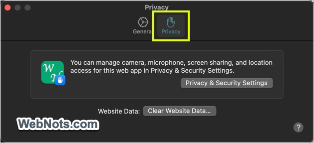 Safari Web App 隐私设置