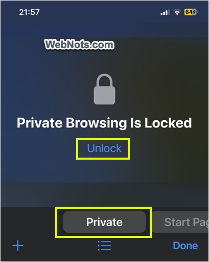在 iPhone 中锁定隐私浏览