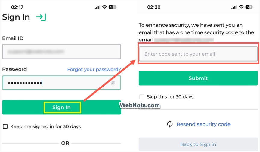 验证码发送至邮箱