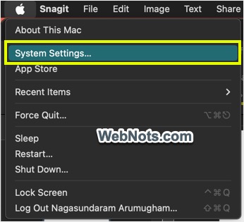 在 Mac 中打开系统设置