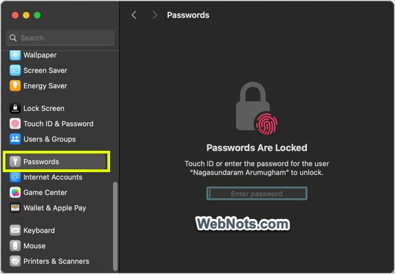在 Mac 中使用 Touch ID 解锁密码屏幕