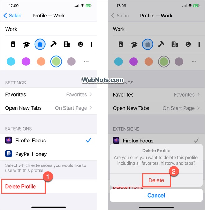 删除 iPhone 中的个人资料