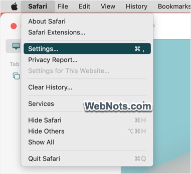 在 Mac 中打开 Safari 设置
