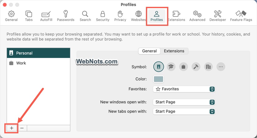Safari Mac 中的 iPhone 配置文件