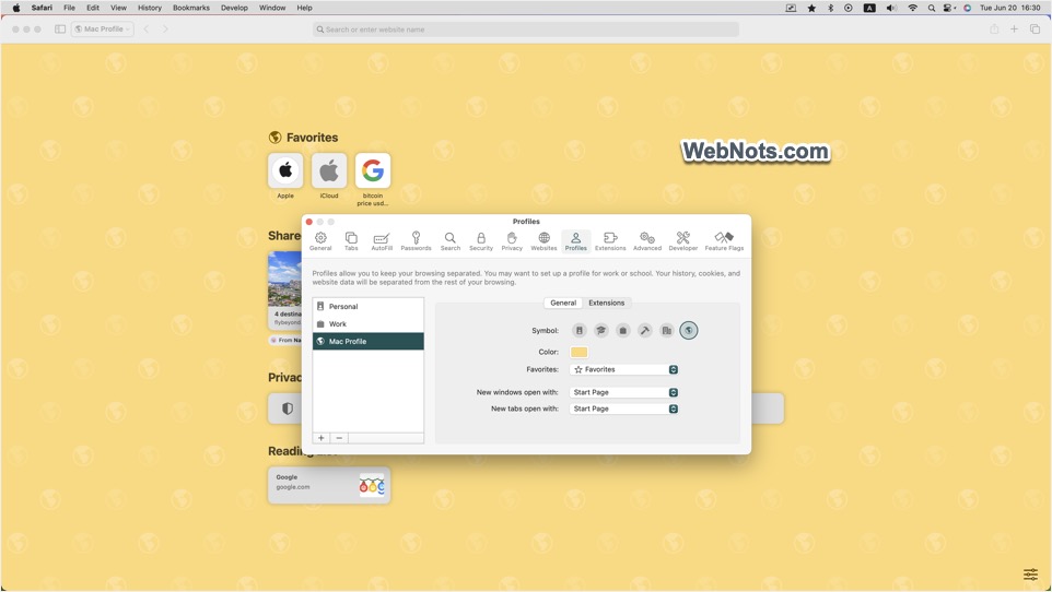 配置文件已创建并应用于 Safari