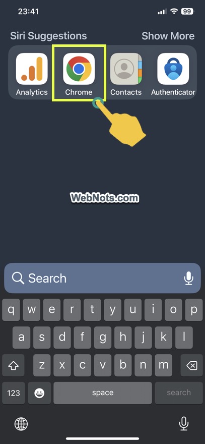 搜索并打开 Chrome 应用