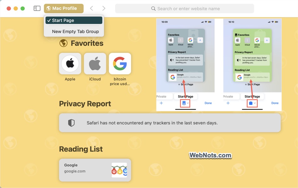 Create Safari Profiles in iPhone and Mac