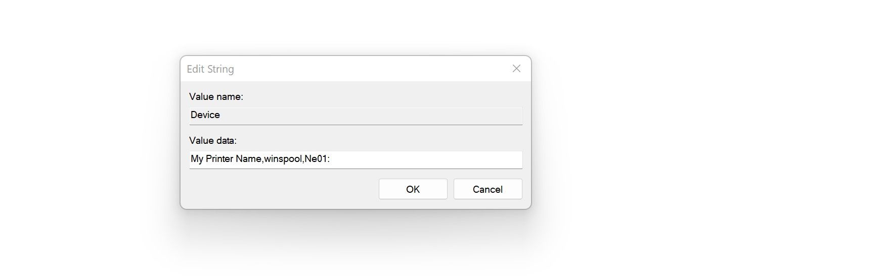 via Windows Change its data value in the Registry Editor application to edit the string
