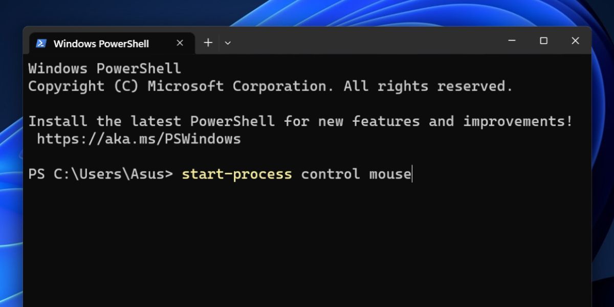 使用 PowerShell 打开鼠标属性