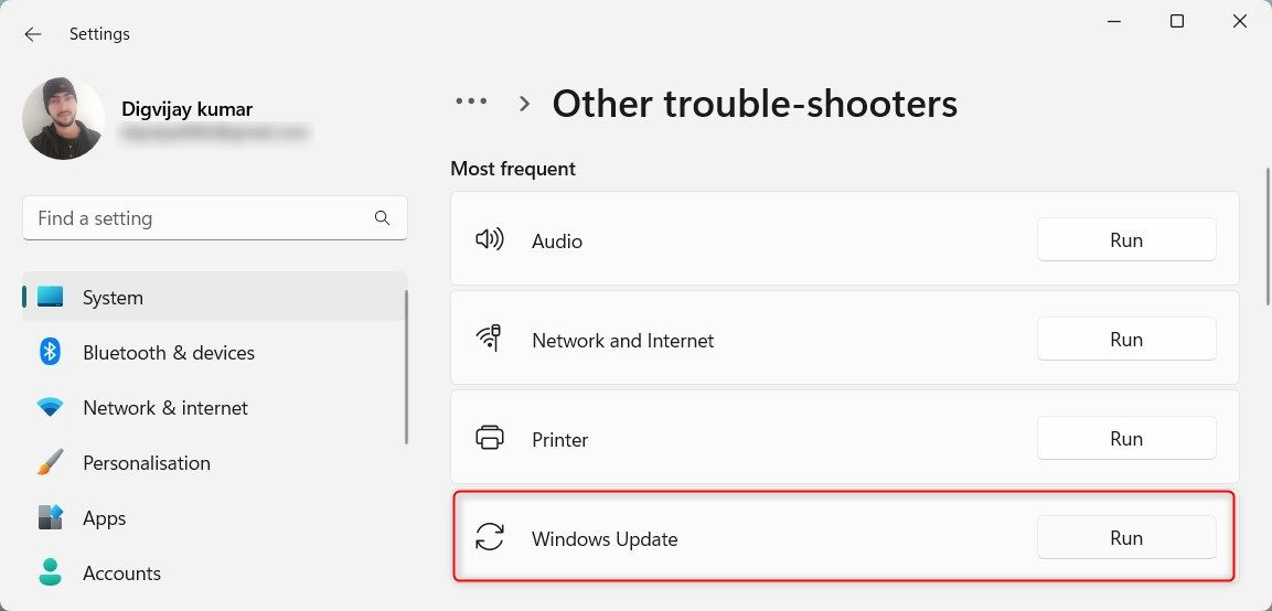 运行 Windows Update Troubleshooter-1