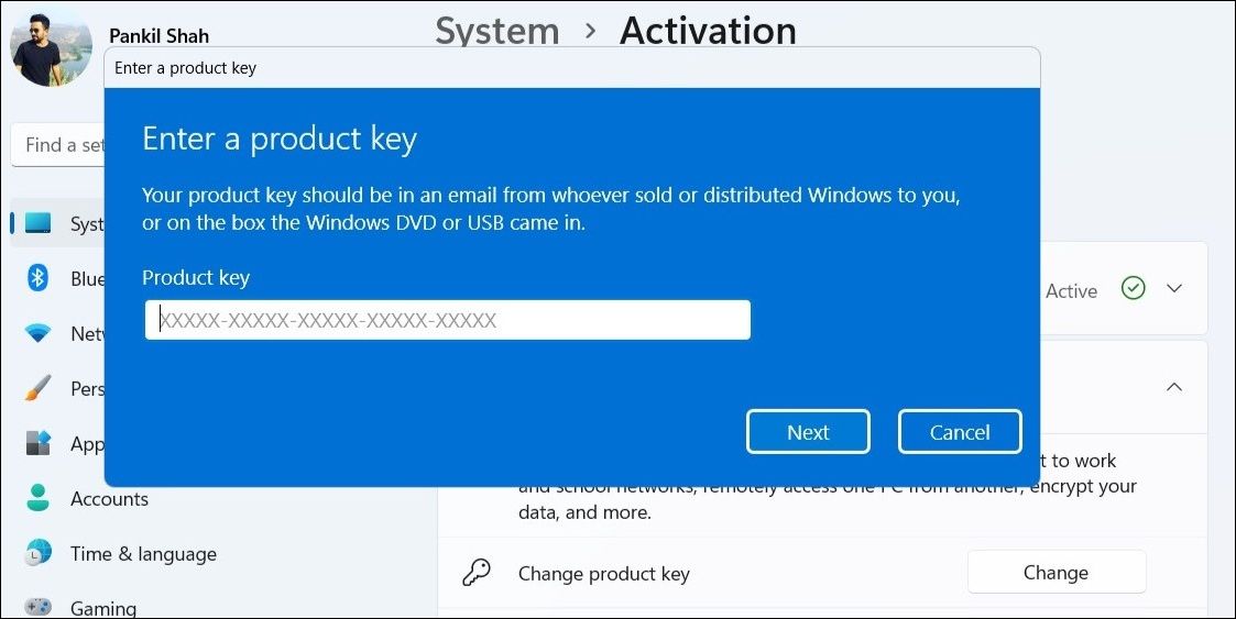 在 Windows 上更新产品密钥