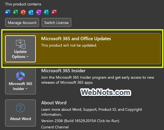 Office 更新已禁用