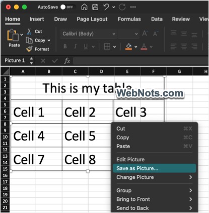 从 Excel 工作表保存图片