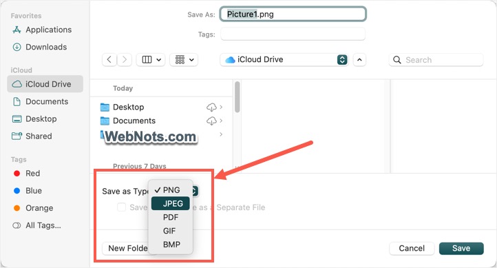 在 Mac 中更改图像格式
