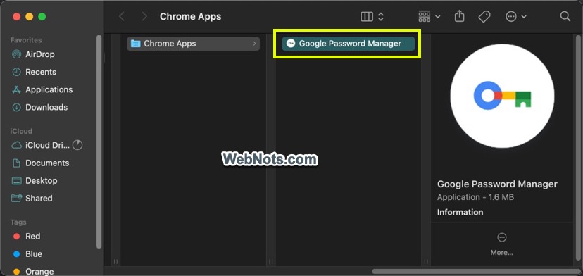 Mac 中的 Google 密码管理器应用