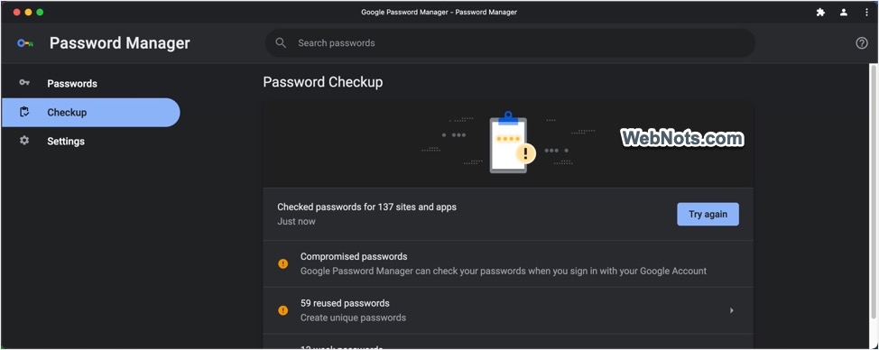 Google 密码管理器应用选项