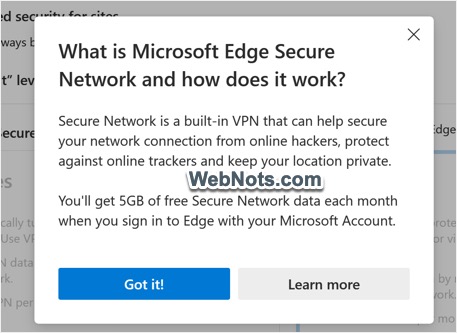 有关免费 VPN 如何在 Edge 中工作的帮助