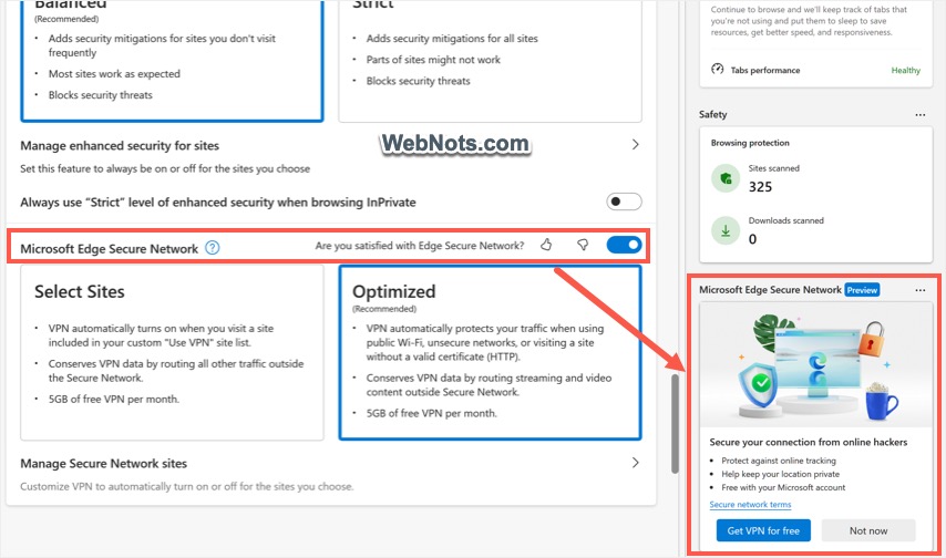 打开 Microsoft Edge 安全网络