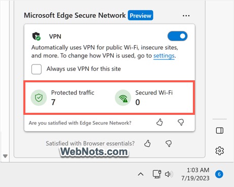 检查 Edge VPN 使用统计数据