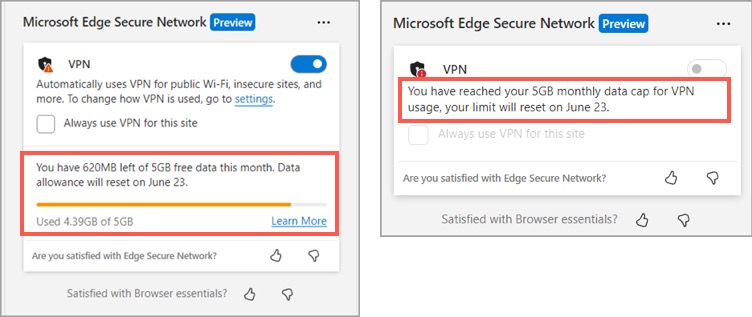 Edge VPN 使用配额