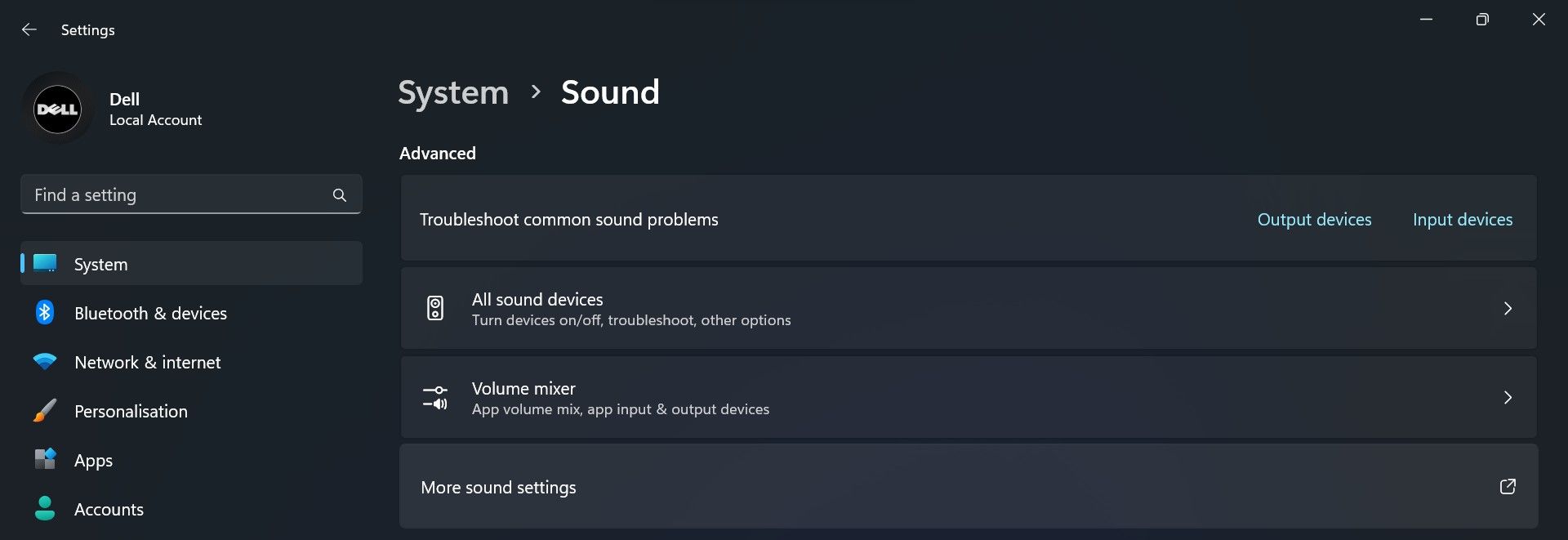 转到 Windows 设置应用程序中的更多声音设置选项