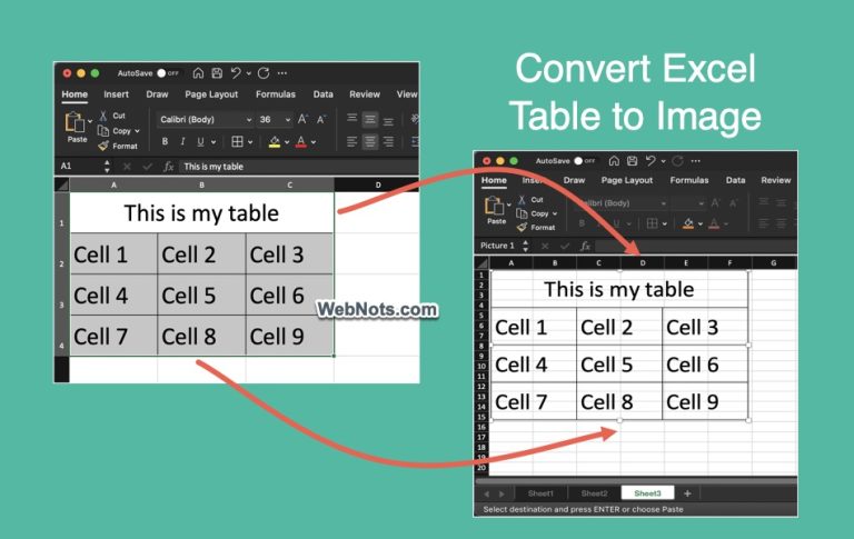 Convert Excel Table to Image