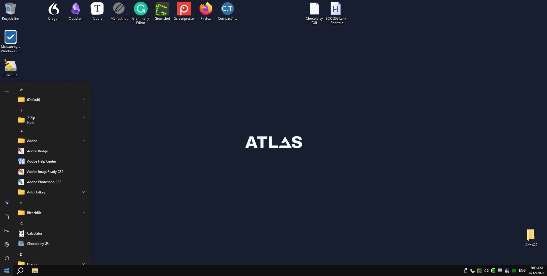 AtlasOS 桌面开始菜单