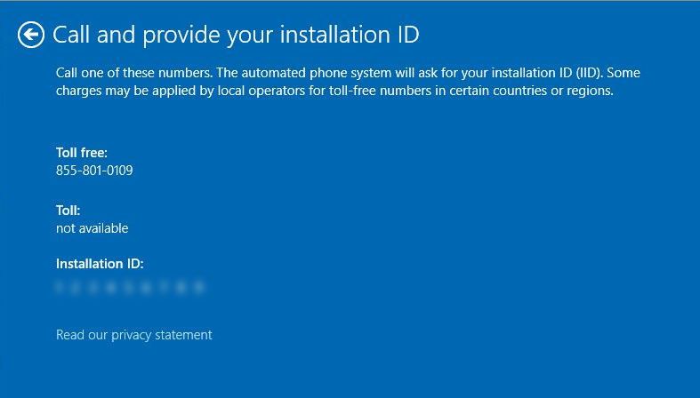 致电 Microsoft 支持并提供安装 ID