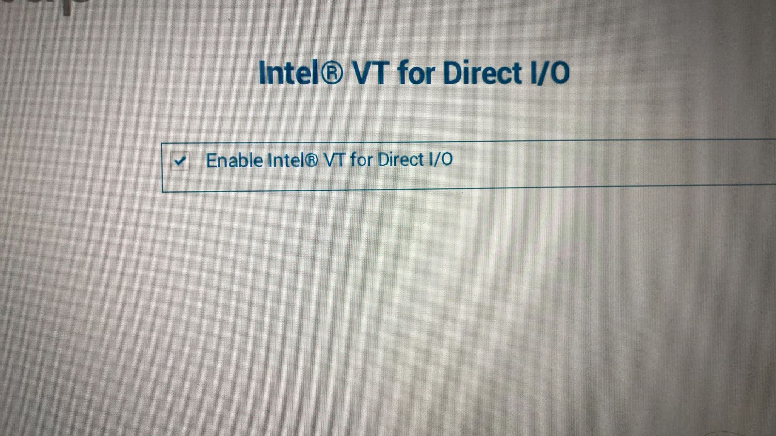 在戴尔设备的 BIOS 设置中禁用 Intel VT for Direct IO