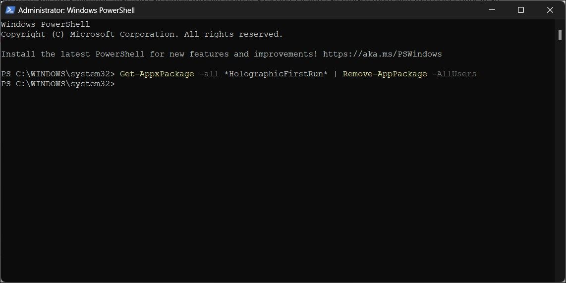 删除 holographicsfirstrun 应用程序 powershell windows