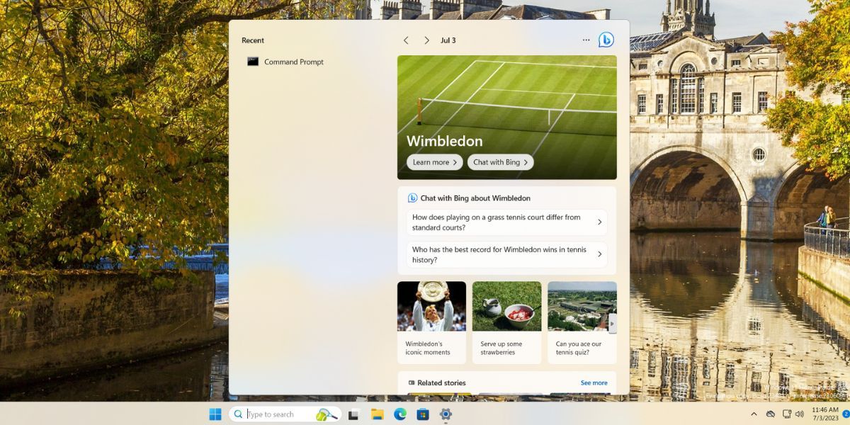 Windows 11-1 中的搜索框事件弹出窗口