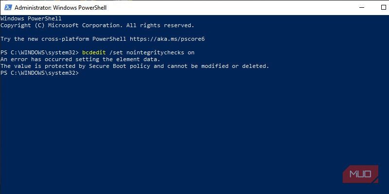 PowerShell 中的安全启动错误