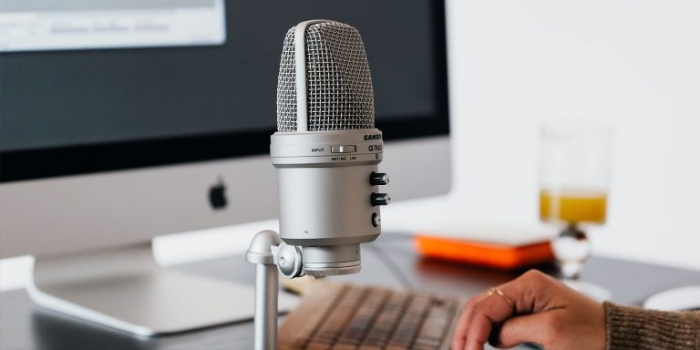 usb microphone on table