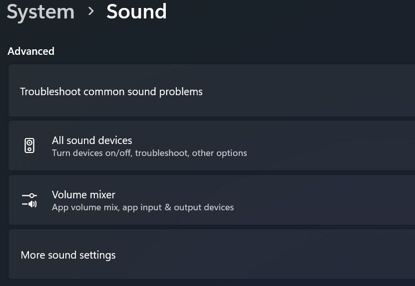 在 Windows 设置应用程序的声音设置中打开更多声音设置